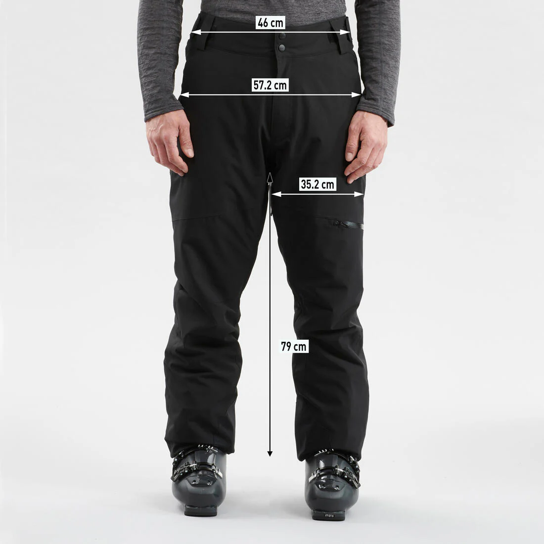 Men’s very warm and breathable  ski and snowboard trousers, 500 - Black - Image 9