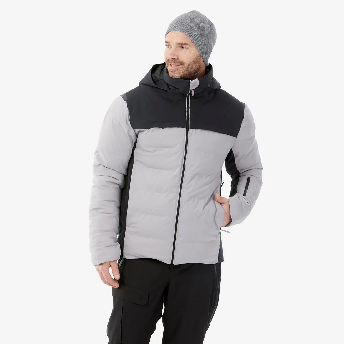 Men’s ultra-warm & ventilated ski and snowboard padded jkt 500 Warm Grey &