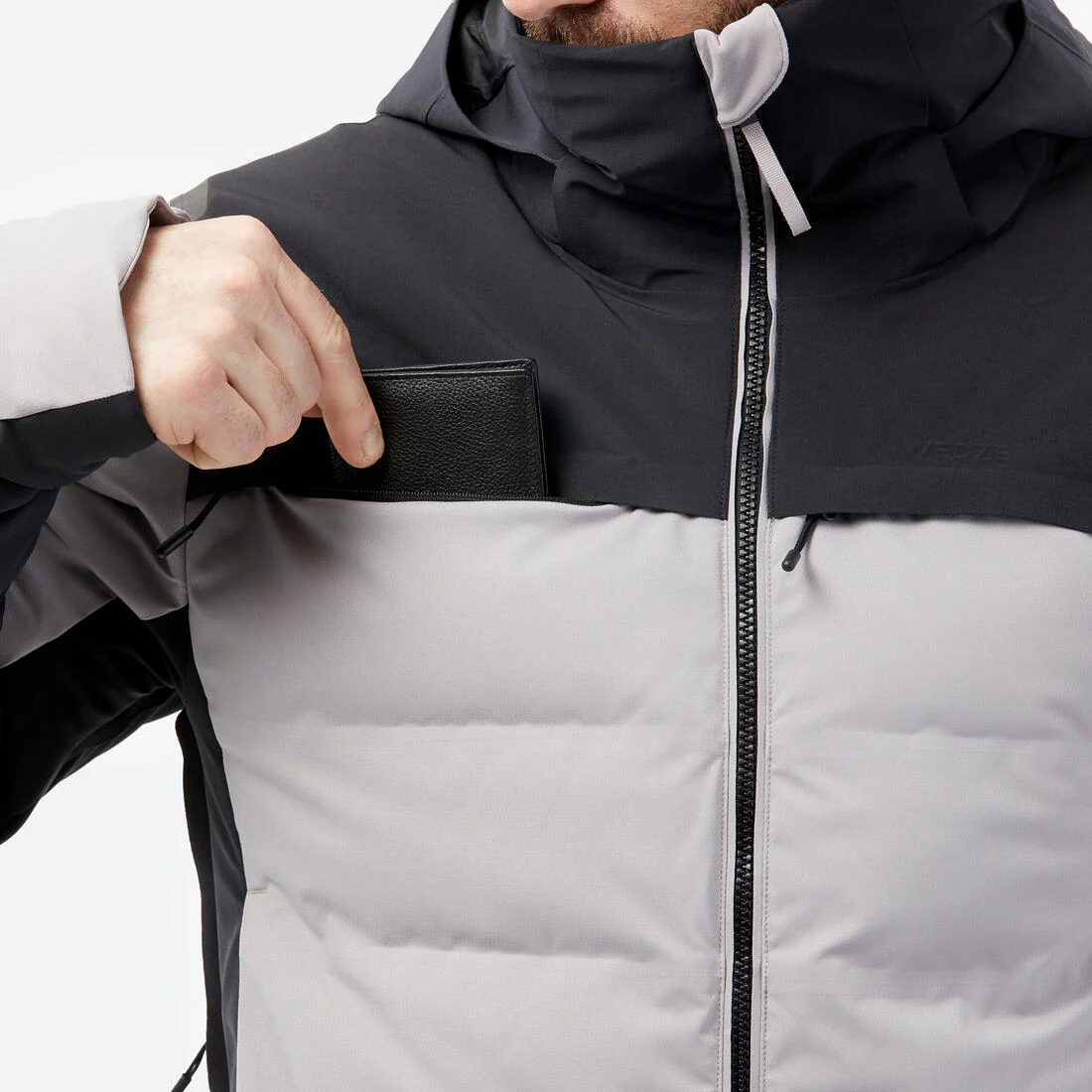 Men’s ultra-warm & ventilated ski and snowboard padded jkt 500 Warm Grey & - Image 10