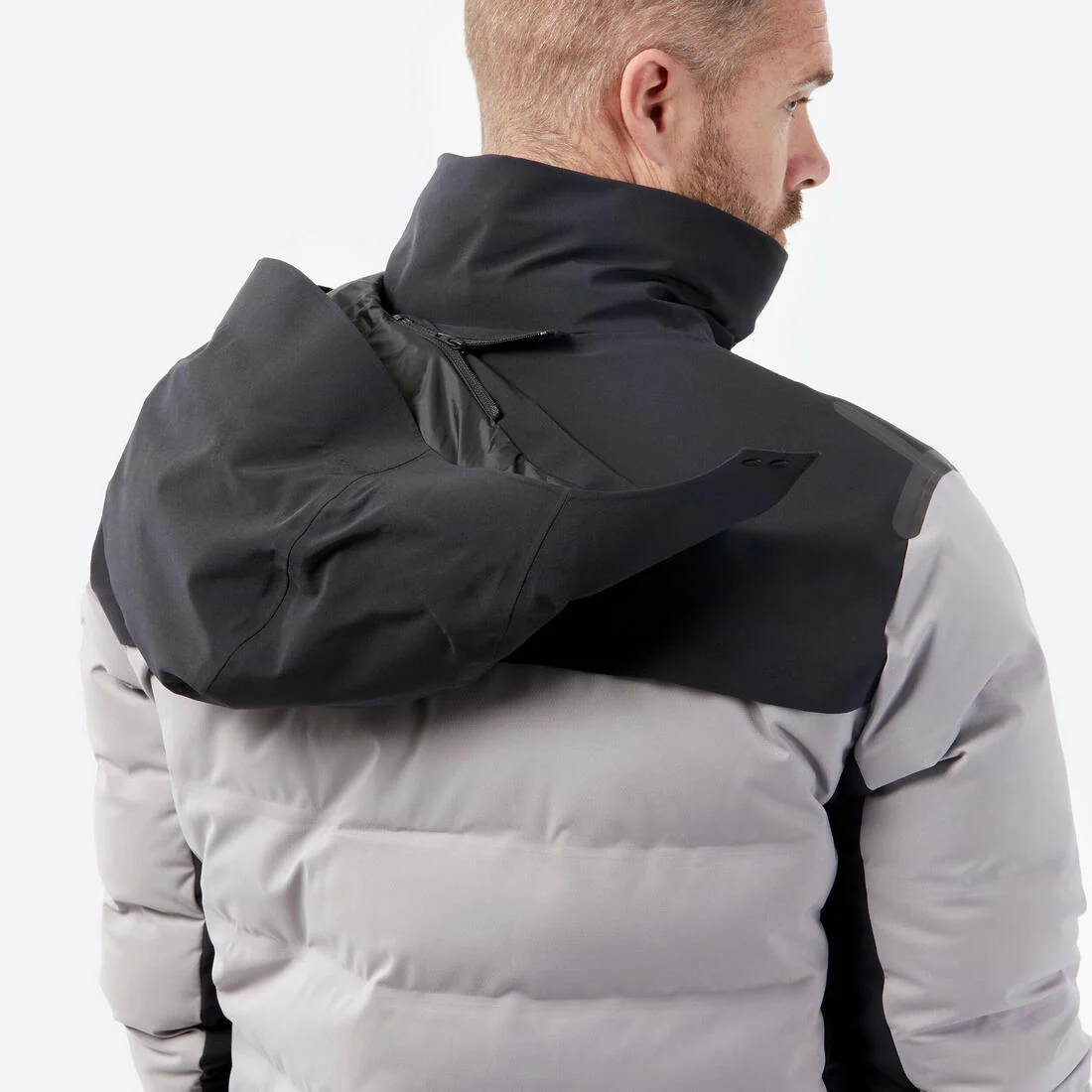 Men’s ultra-warm & ventilated ski and snowboard padded jkt 500 Warm Grey & - Image 14