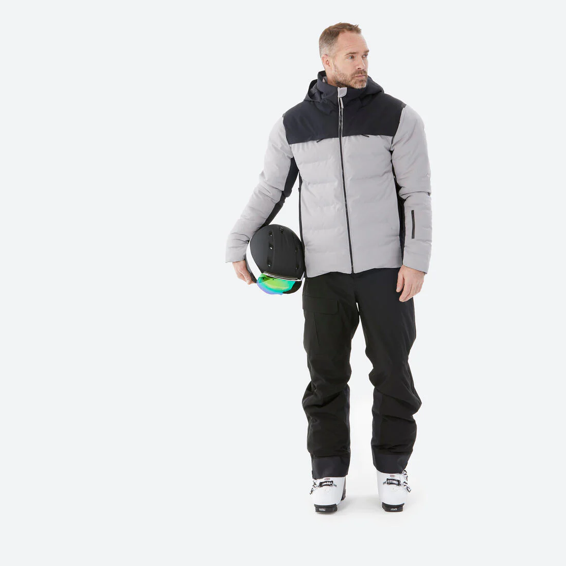 Men’s ultra-warm & ventilated ski and snowboard padded jkt 500 Warm Grey & - Image 5
