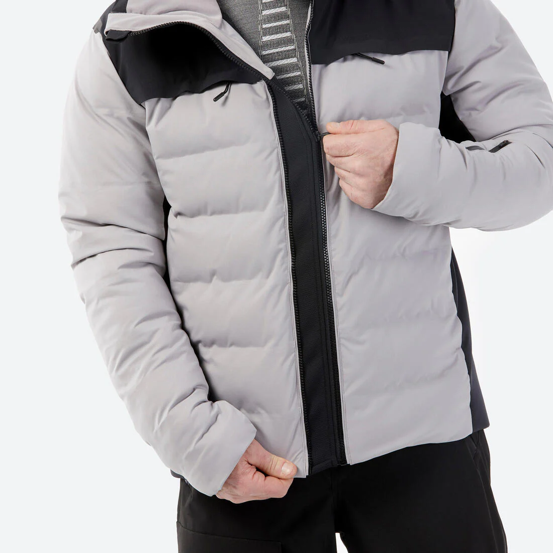 Men’s ultra-warm & ventilated ski and snowboard padded jkt 500 Warm Grey & - Image 7