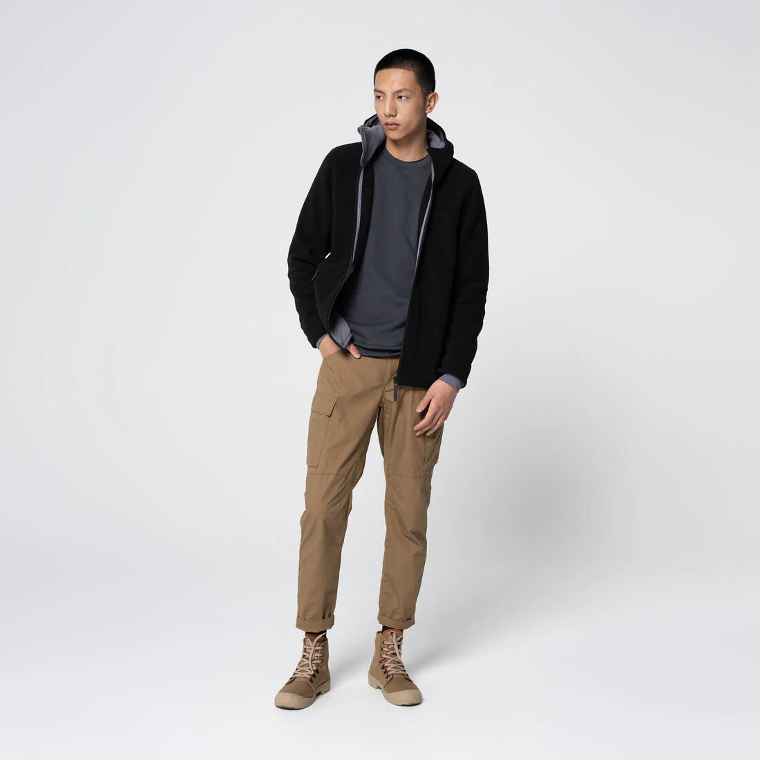 Men’s warm hiking fleece jacket, NH500 - Black - Image 5