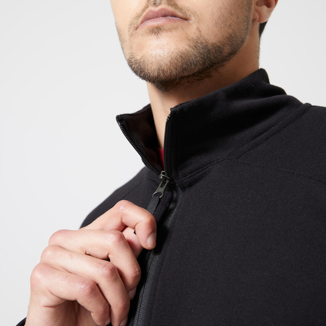 Men's Zip-Up Crew Cut Sweatshirt 500 - Black - Image 3