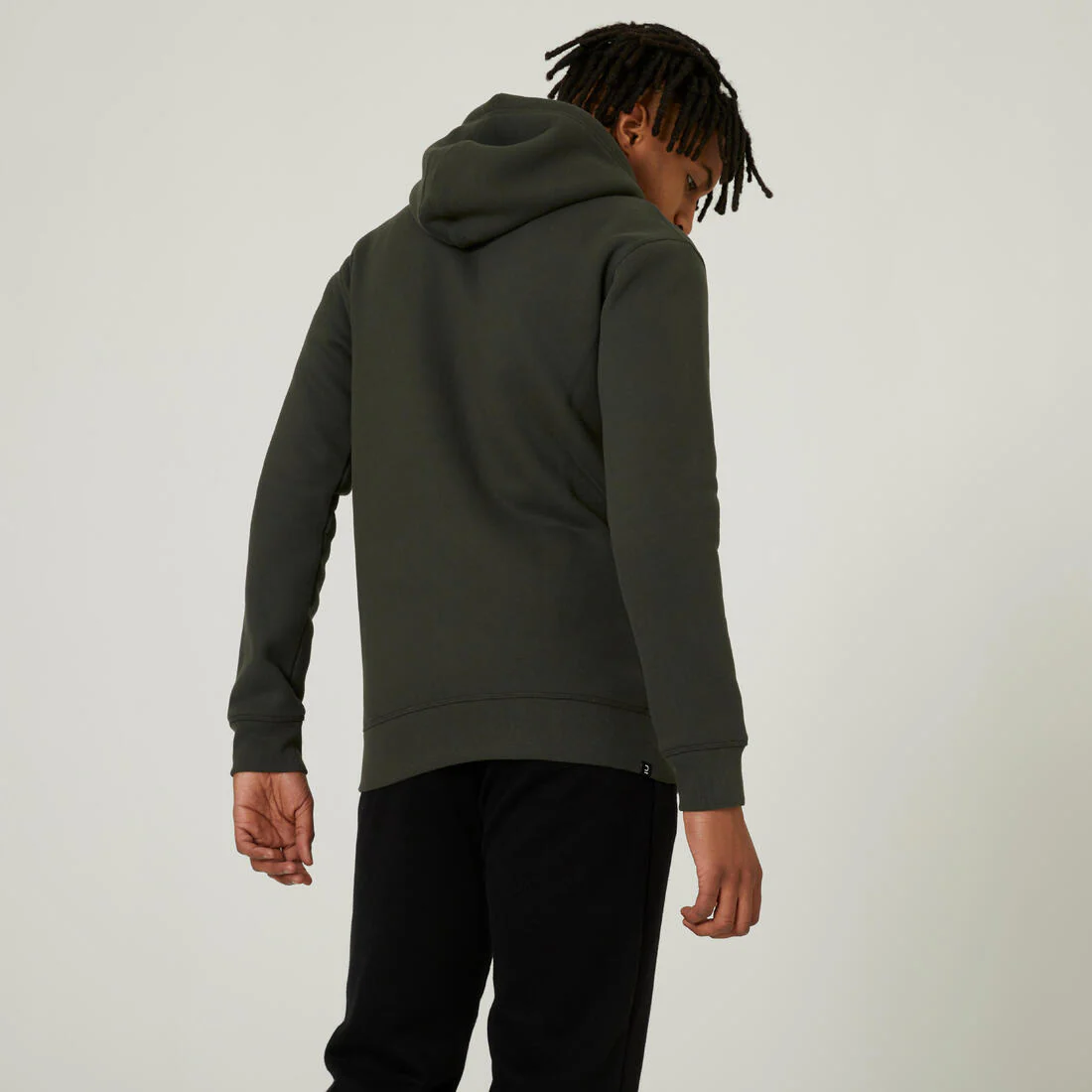 Men's Zip-Up Fitness Hoodie - Dark Green - Image 4
