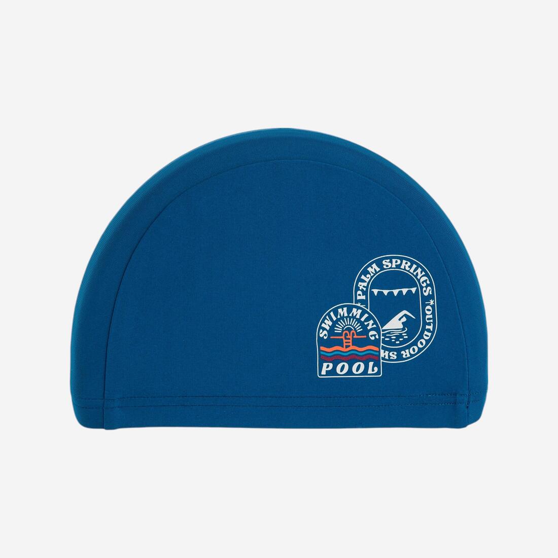 Mesh swimming cap - Printed fabric - Size S - Blue patch