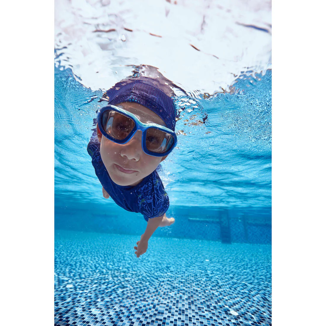 Mesh swimming cap - Printed fabric - Size S - Blue patch - Image 12
