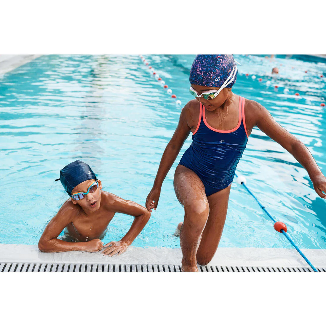 Mesh swimming cap - Printed fabric - Size S - Blue patch - Image 16