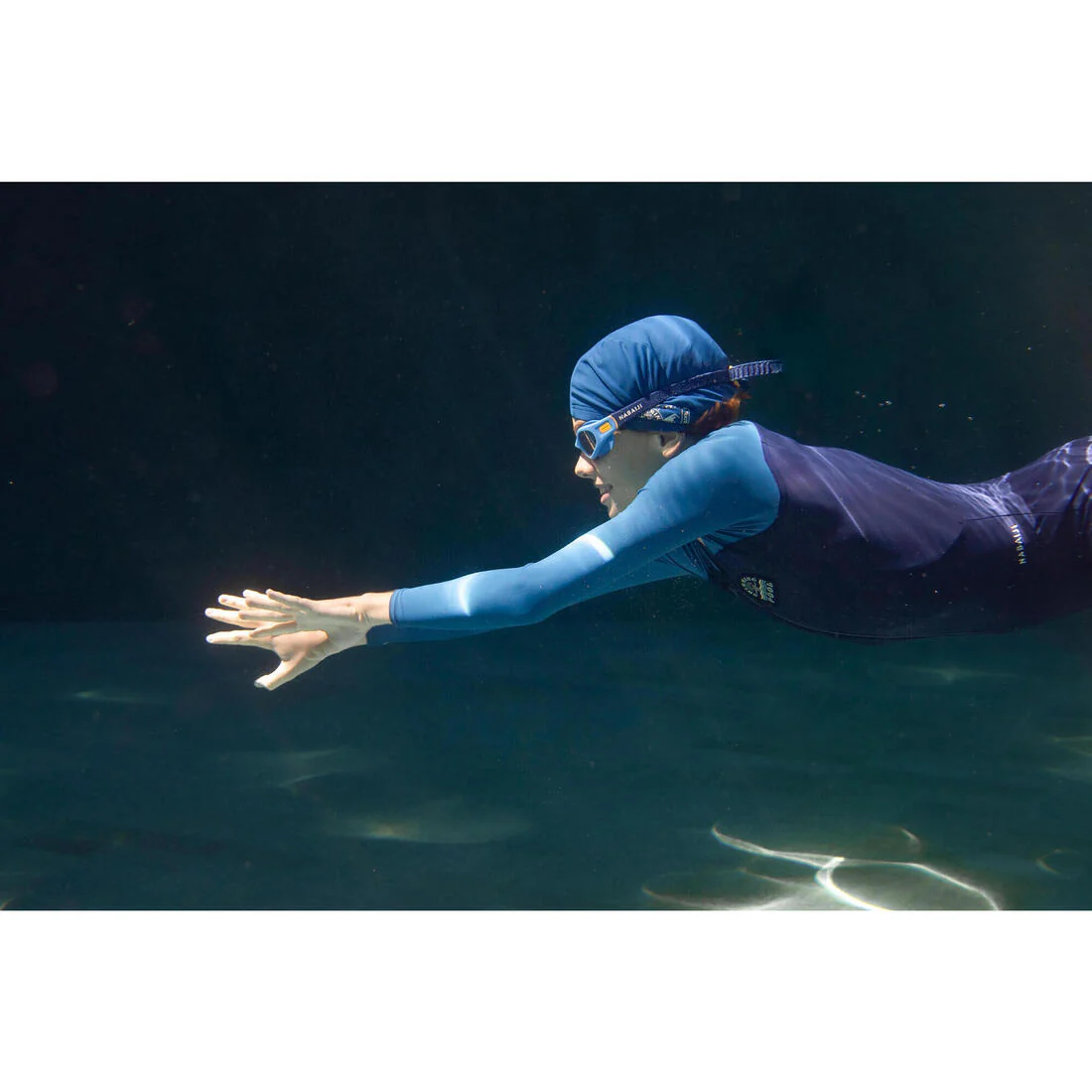 Mesh swimming cap - Printed fabric - Size S - Blue patch - Image 9