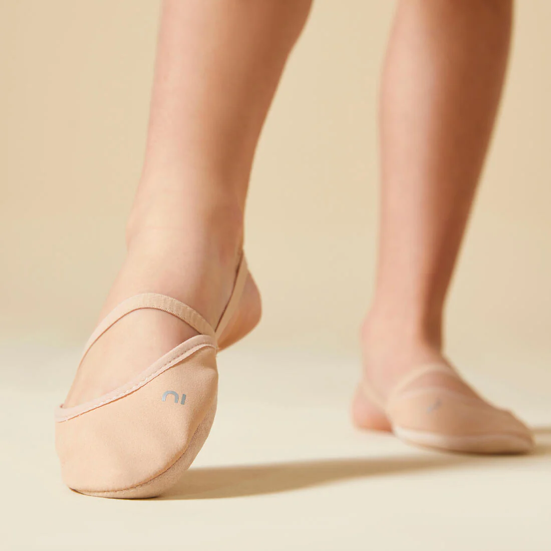 Microfibre Rhythmic Gymnastics Demi-Pointe Shoes - Beige - Image 2