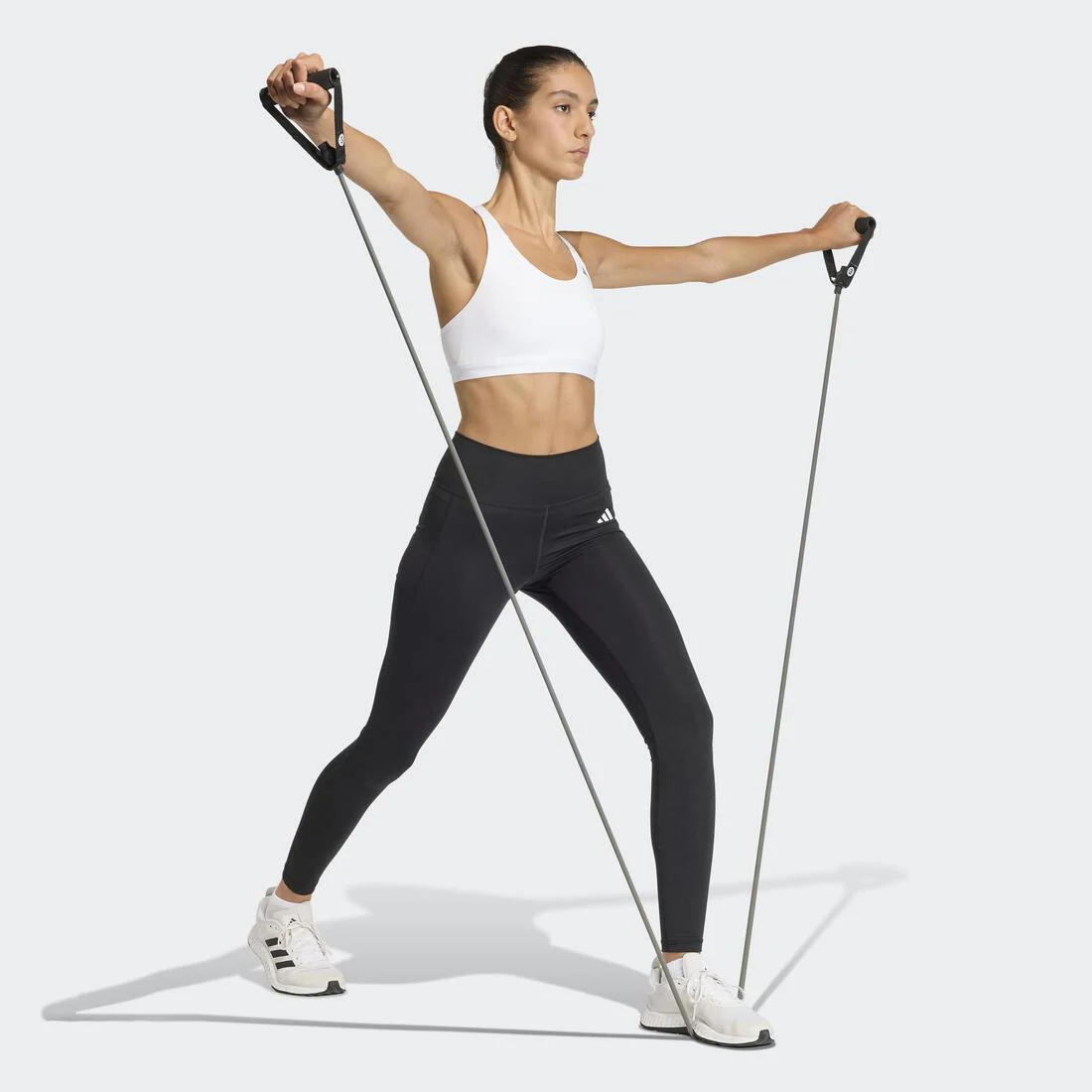 Optime Essentials Workout Medium Support Bra, White - Image 7