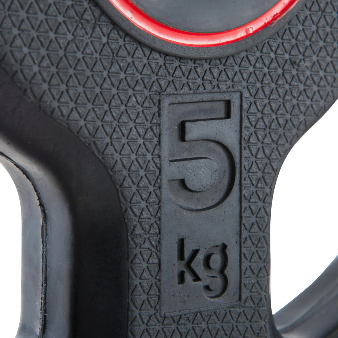 Rubber Disc Weight with Handles 1 Inch / 28mm 5 kg, Partly Recycled Cast Iron - Image 3