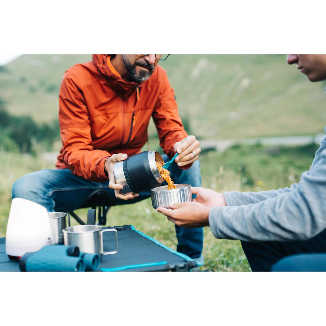 Stainless Steel Isothermal Food Box for Hiking MH500 0.8 L with Bowl Black - Image 2