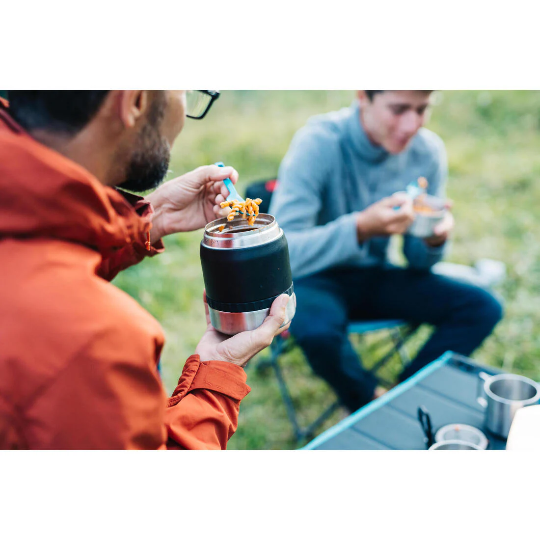 Stainless Steel Isothermal Food Box for Hiking MH500 0.8 L with Bowl Black - Image 4