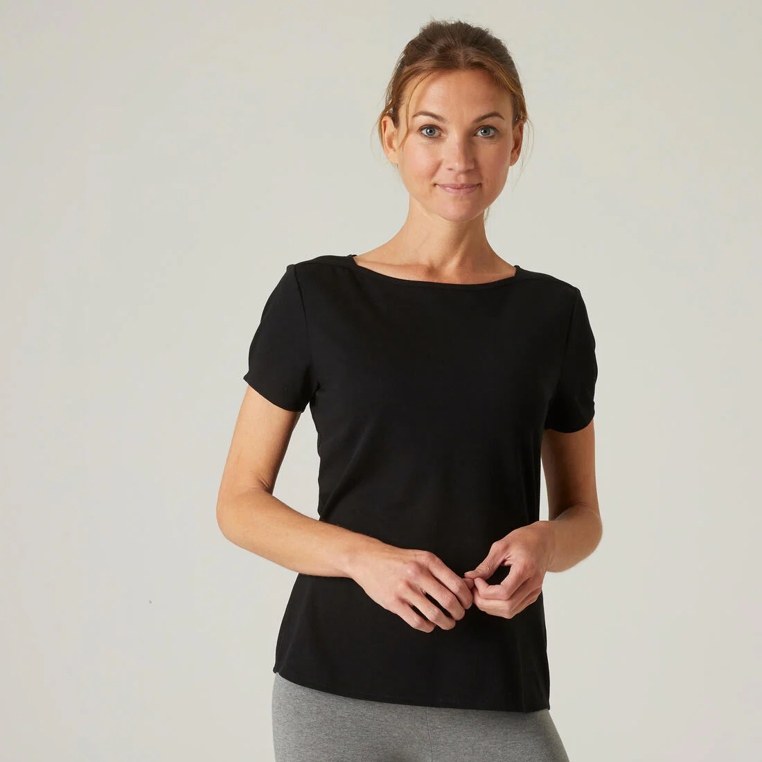 Stretchy Boat Neck Cotton Fitness T-Shirt