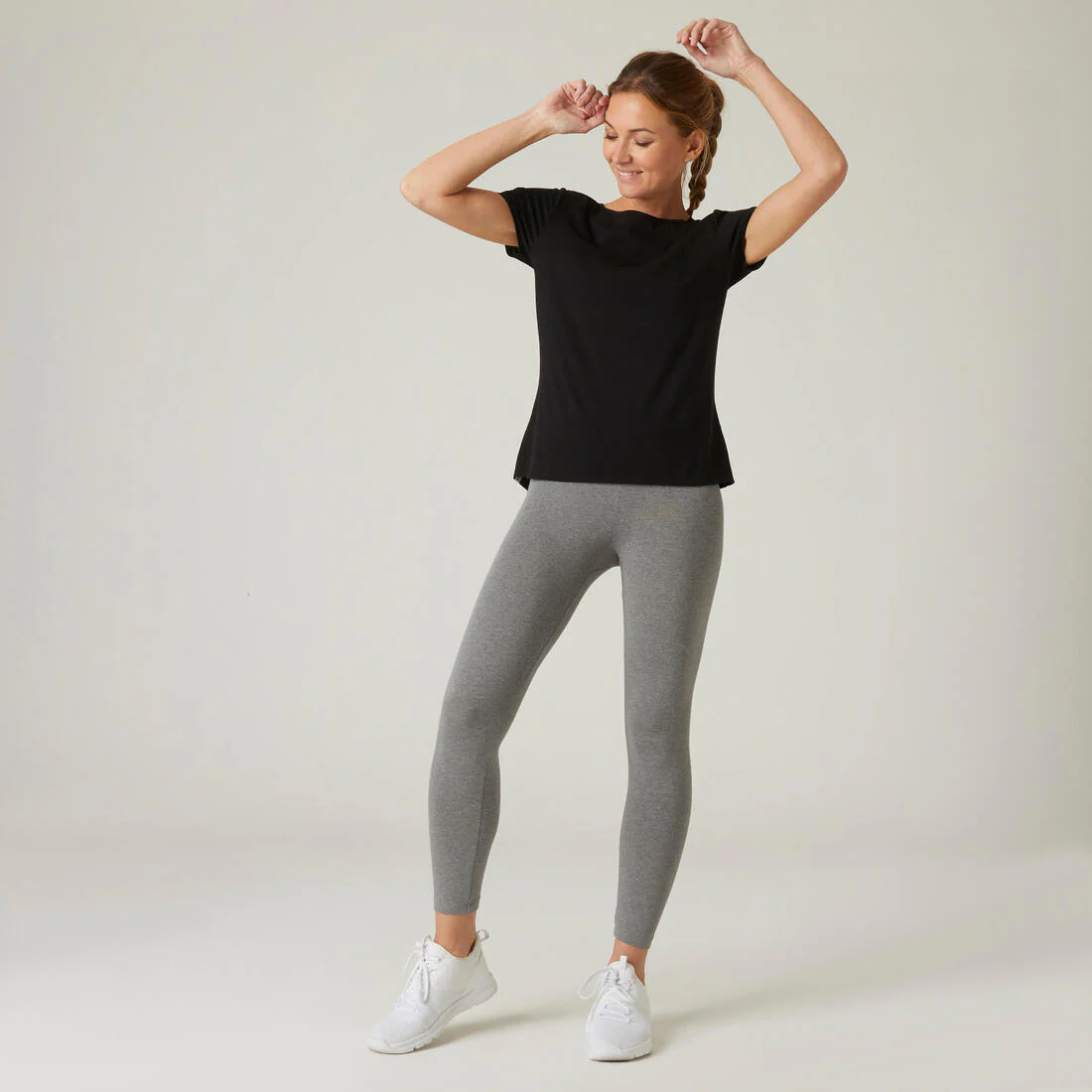 Stretchy Boat Neck Cotton Fitness T-Shirt - Image 3
