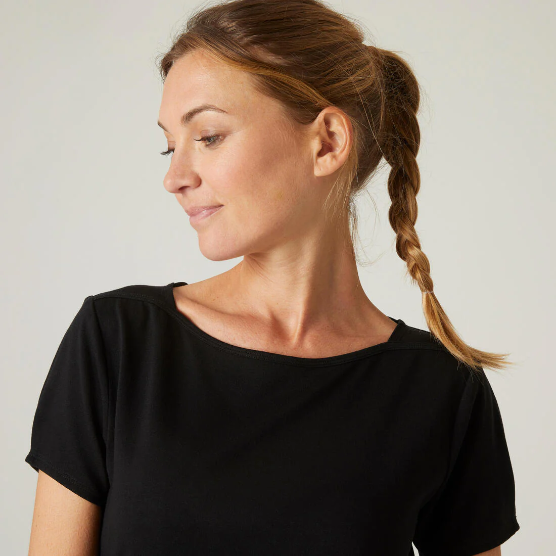Stretchy Boat Neck Cotton Fitness T-Shirt - Image 4