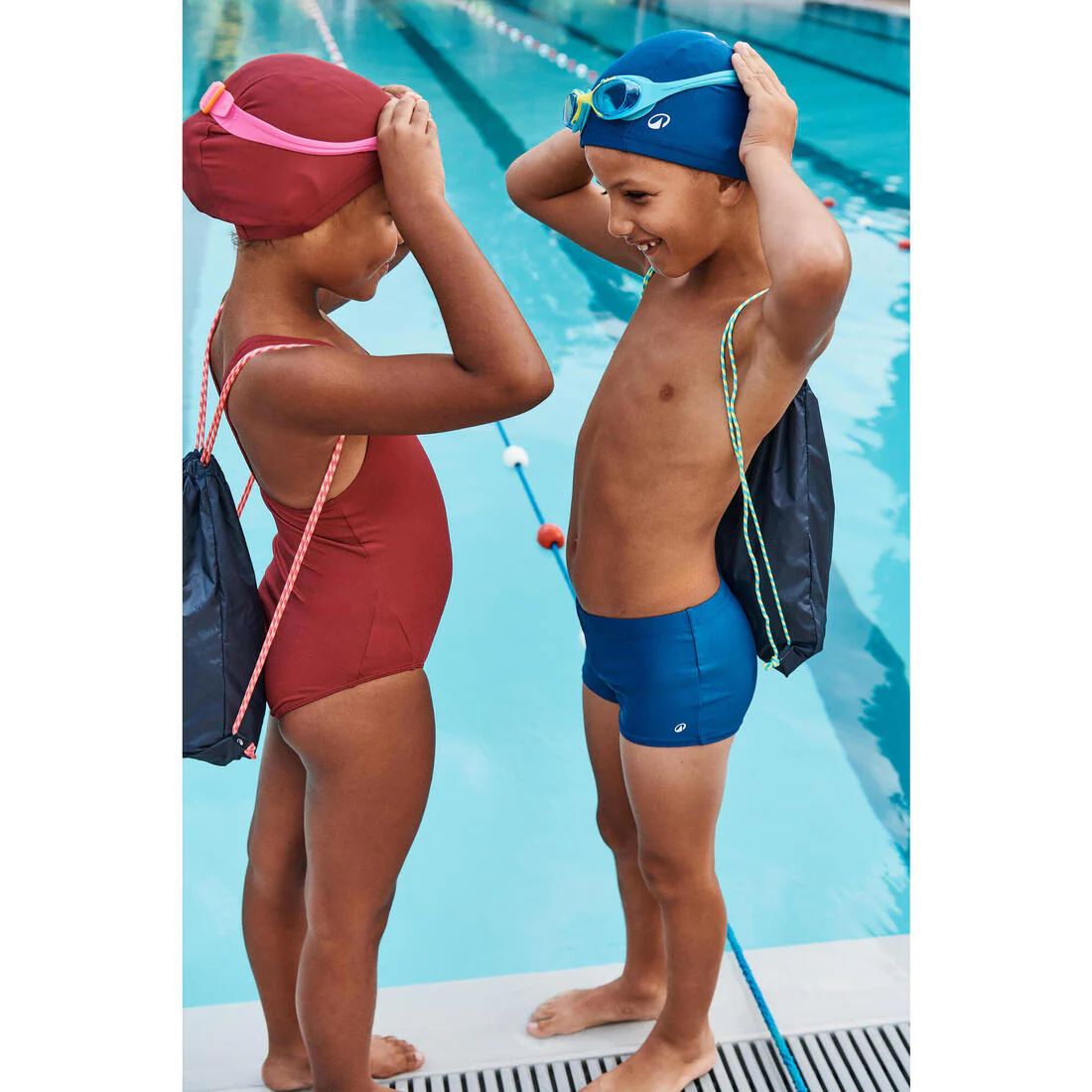 Swimming kit for boys: swimsuit, goggles, cap, bag - 100 Blue - Image 5