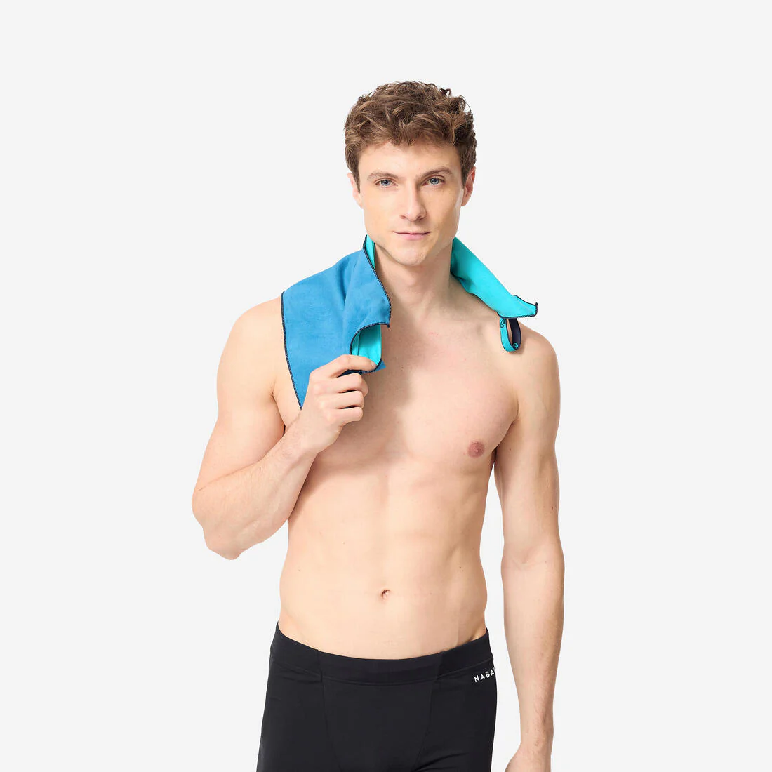 Swimming Microfibre Towel Size S 39 x 55 cm double-sided blue/green - Image 2