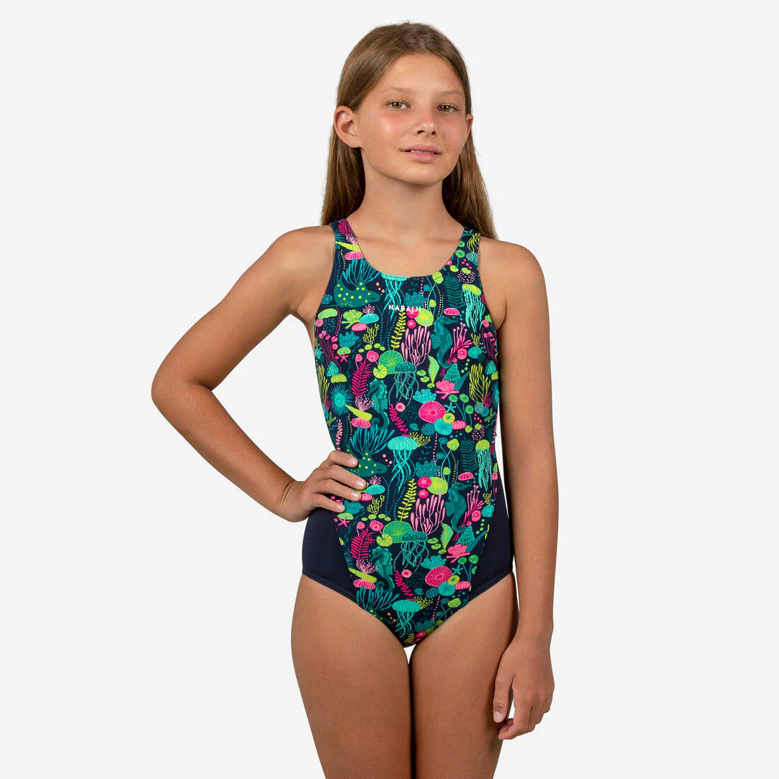 Teen girls’ swimming 1-piece swimsuit - 500 Kamiye alg