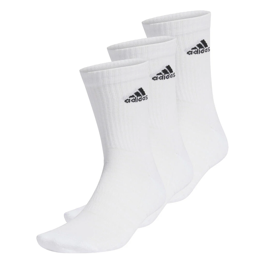 Unisex Cushioned Crew Socks 3 Pairs, White