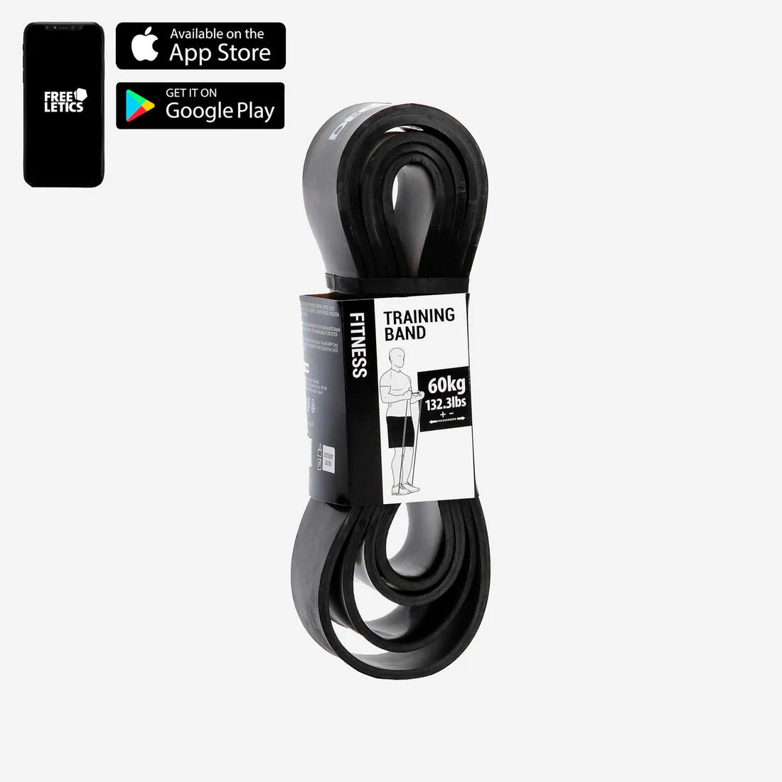 Weight Training Elastic Band 60 kg - Black - Image 2