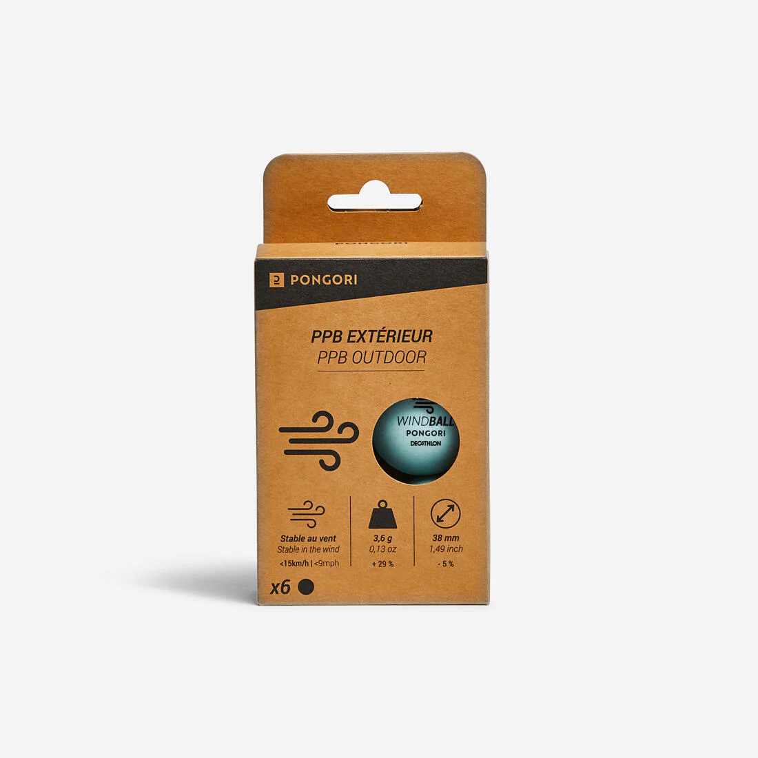 Wind-Resistant Outdoor Table Tennis Ball - Pack of 6