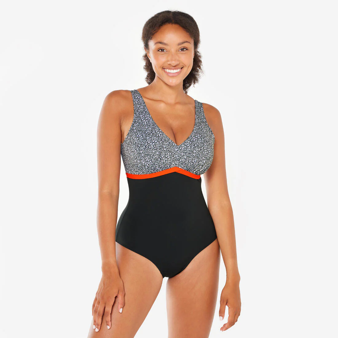 Women’s aquafitness 1-piece swimsuit - Rosy