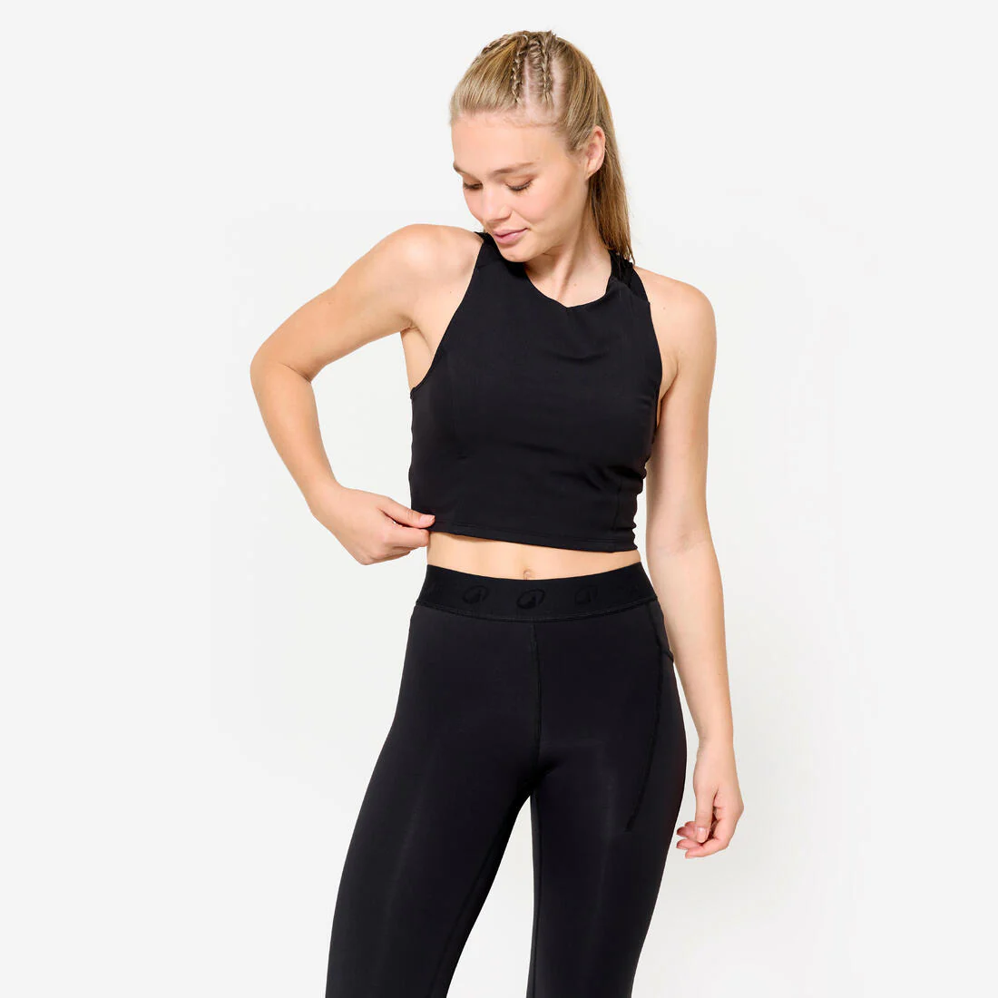 Women's Body-Hugging Fitness Cropped Tank Top - Black