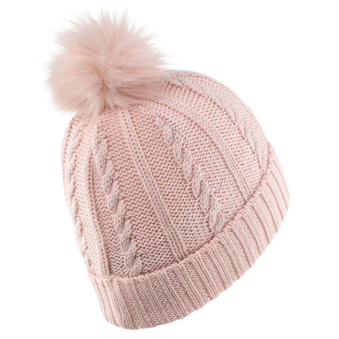 WOMEN’S CABLE-KNIT FUR WOOL SKI HAT - Image 4