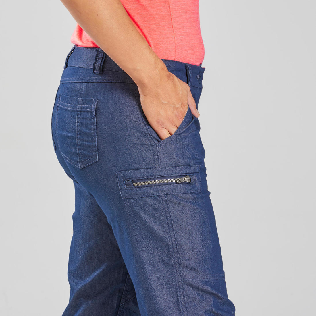 Womenâs convertible hiking trousers, TRAVEL 100 Jeans Convert. - Blue - Image 12