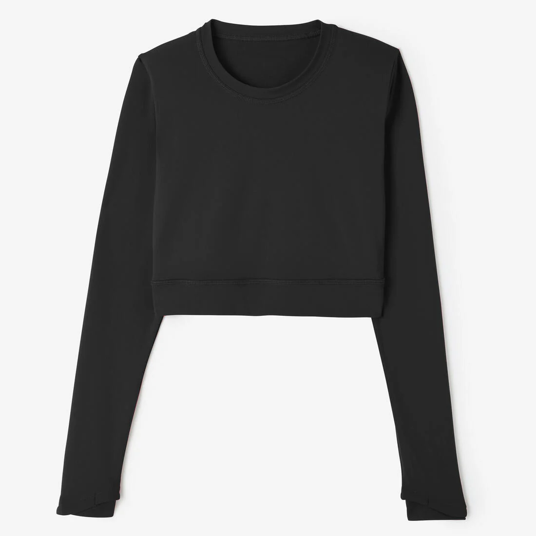 Women's Fitness Long-Sleeved Cropped T-Shirt - Black - Image 7