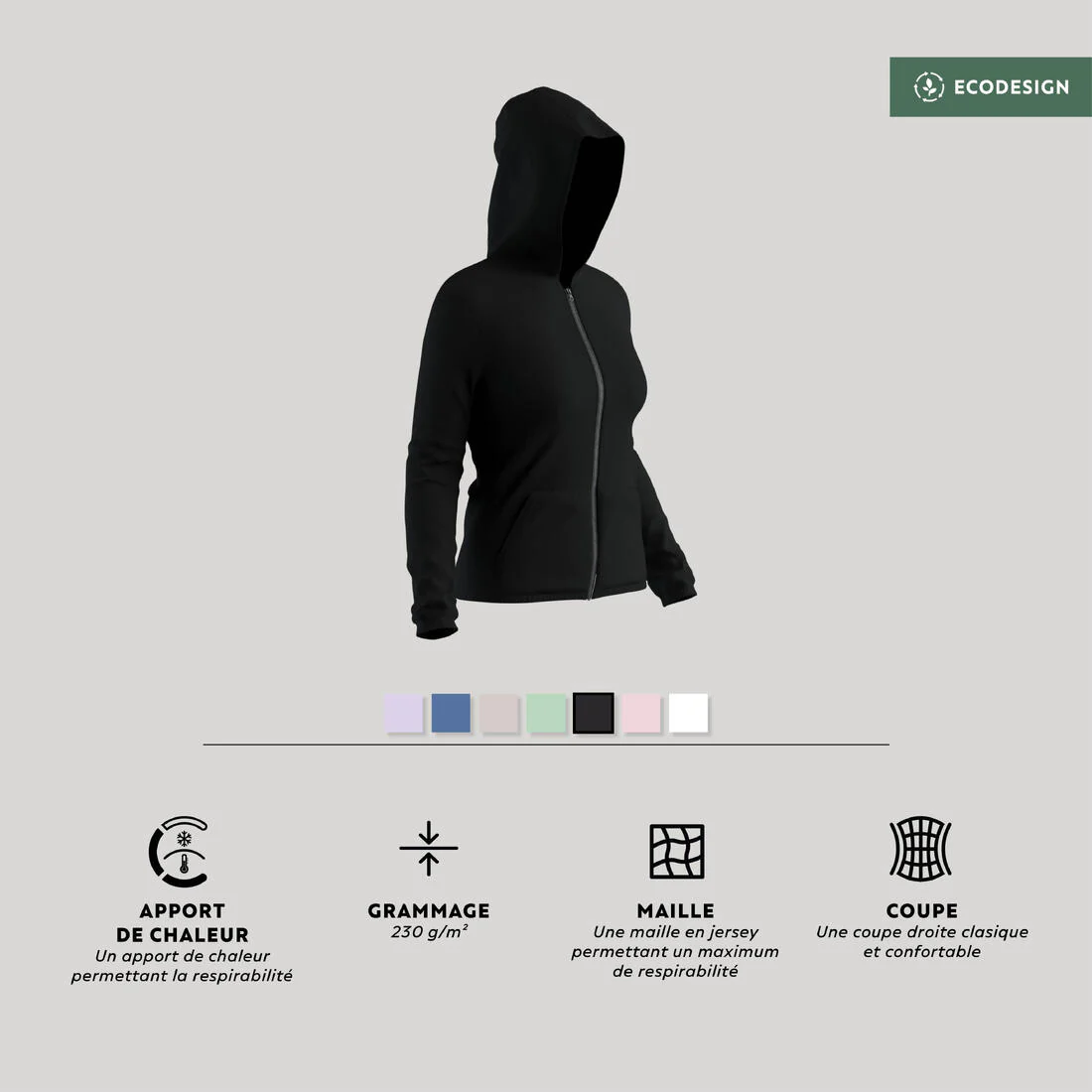 Women's Fitness Zip-Up Sweatshirt 100 - Image 3
