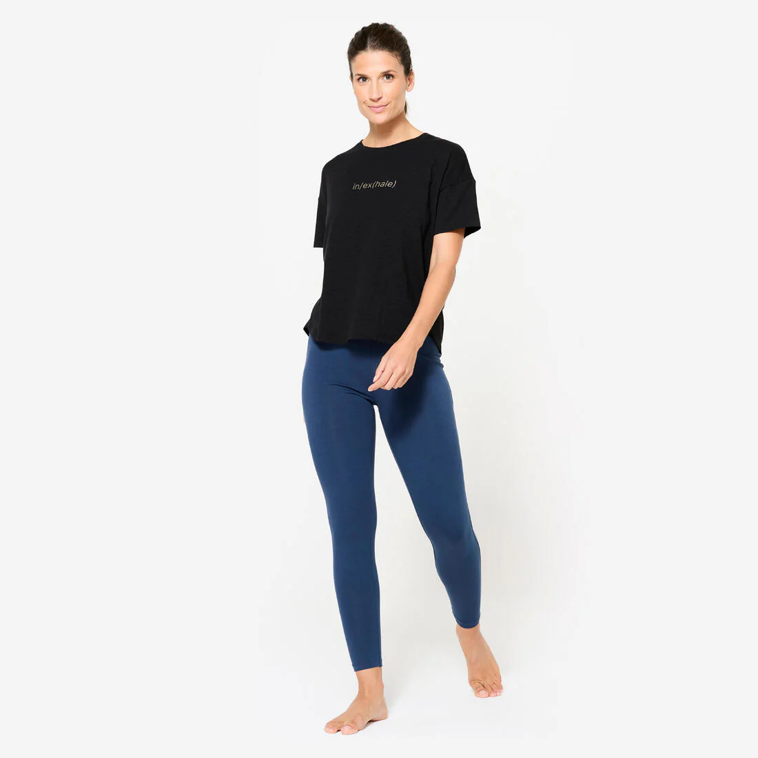 Women's Gentle Yoga High-Waisted Leggings - Navy Blue - Image 2
