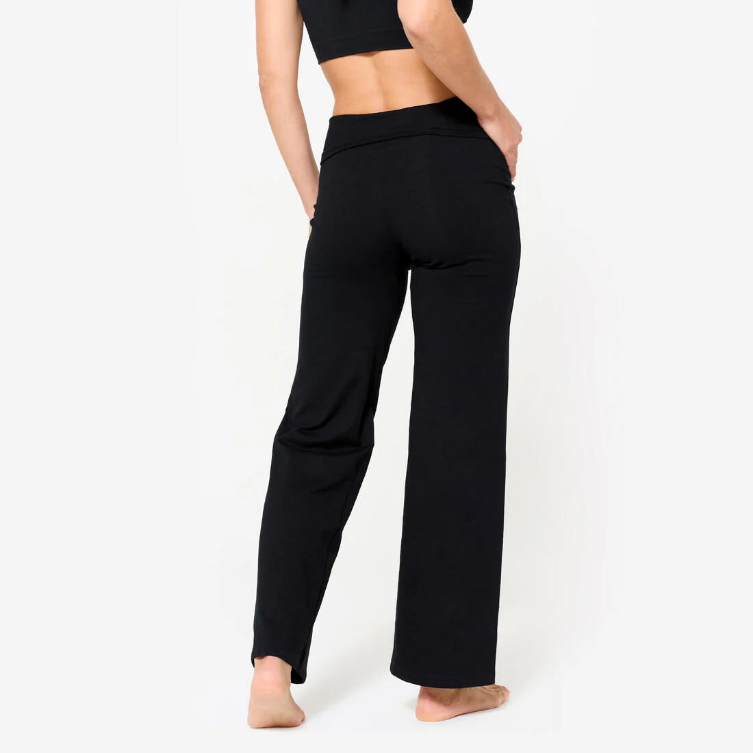 Women's High-Waisted Cotton Yoga Bottoms - Ultra Black - Image 4