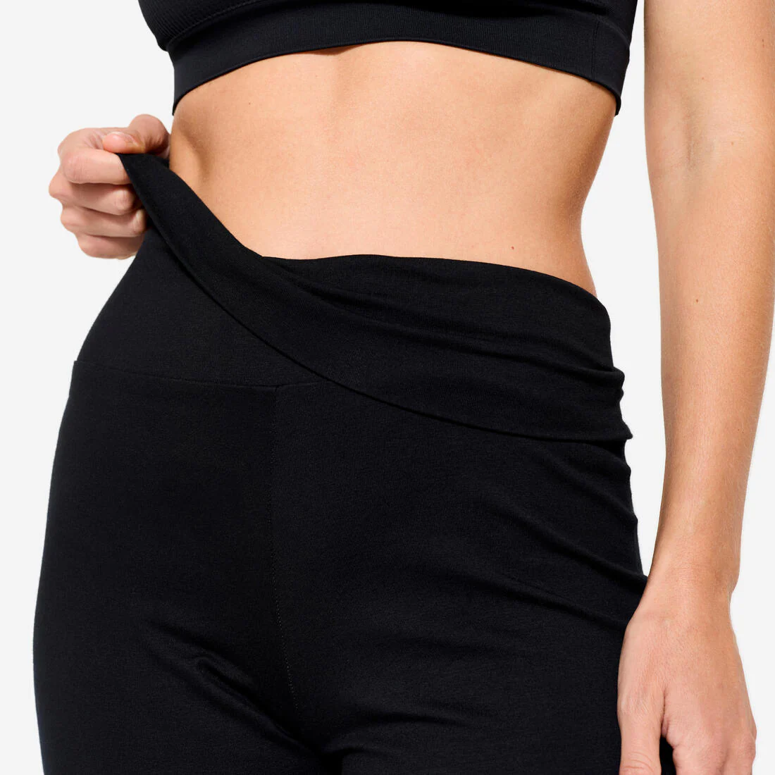 Women's High-Waisted Cotton Yoga Bottoms - Ultra Black - Image 5