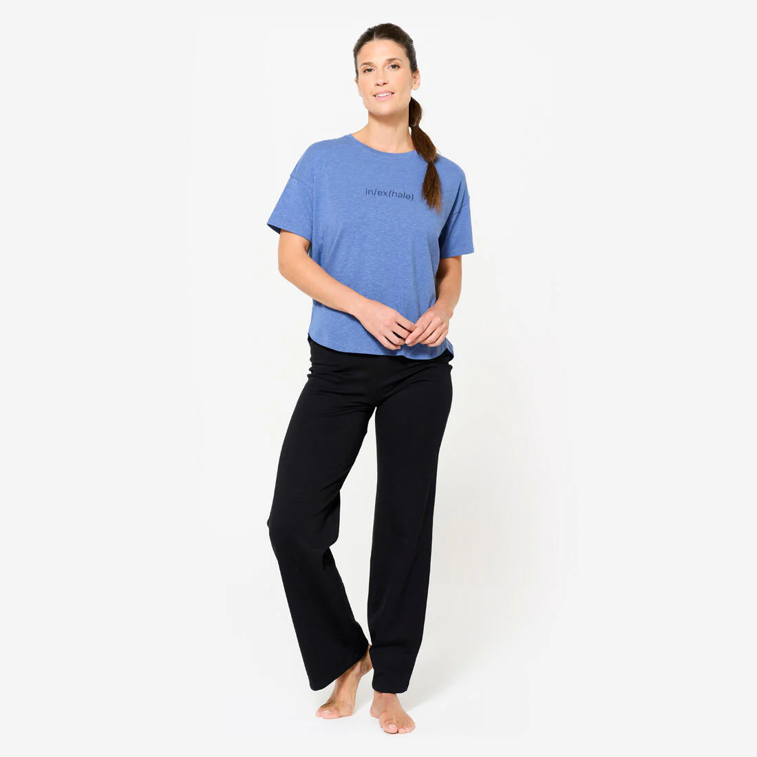 Women's High-Waisted Cotton Yoga Bottoms - Ultra Black - Image 7