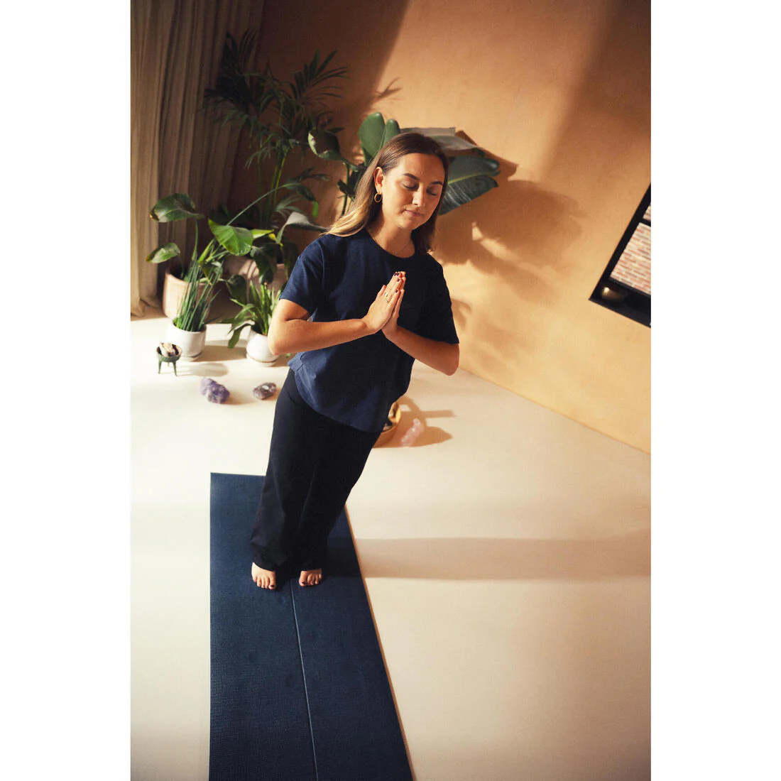 Women's High-Waisted Cotton Yoga Bottoms - Ultra Black - Image 8