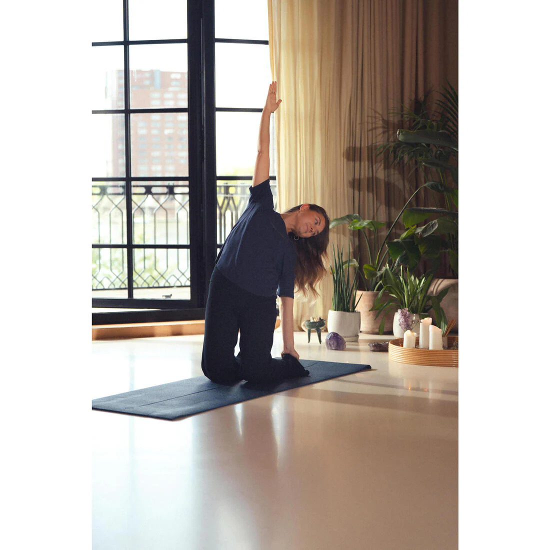 Women's High-Waisted Cotton Yoga Bottoms - Ultra Black - Image 9
