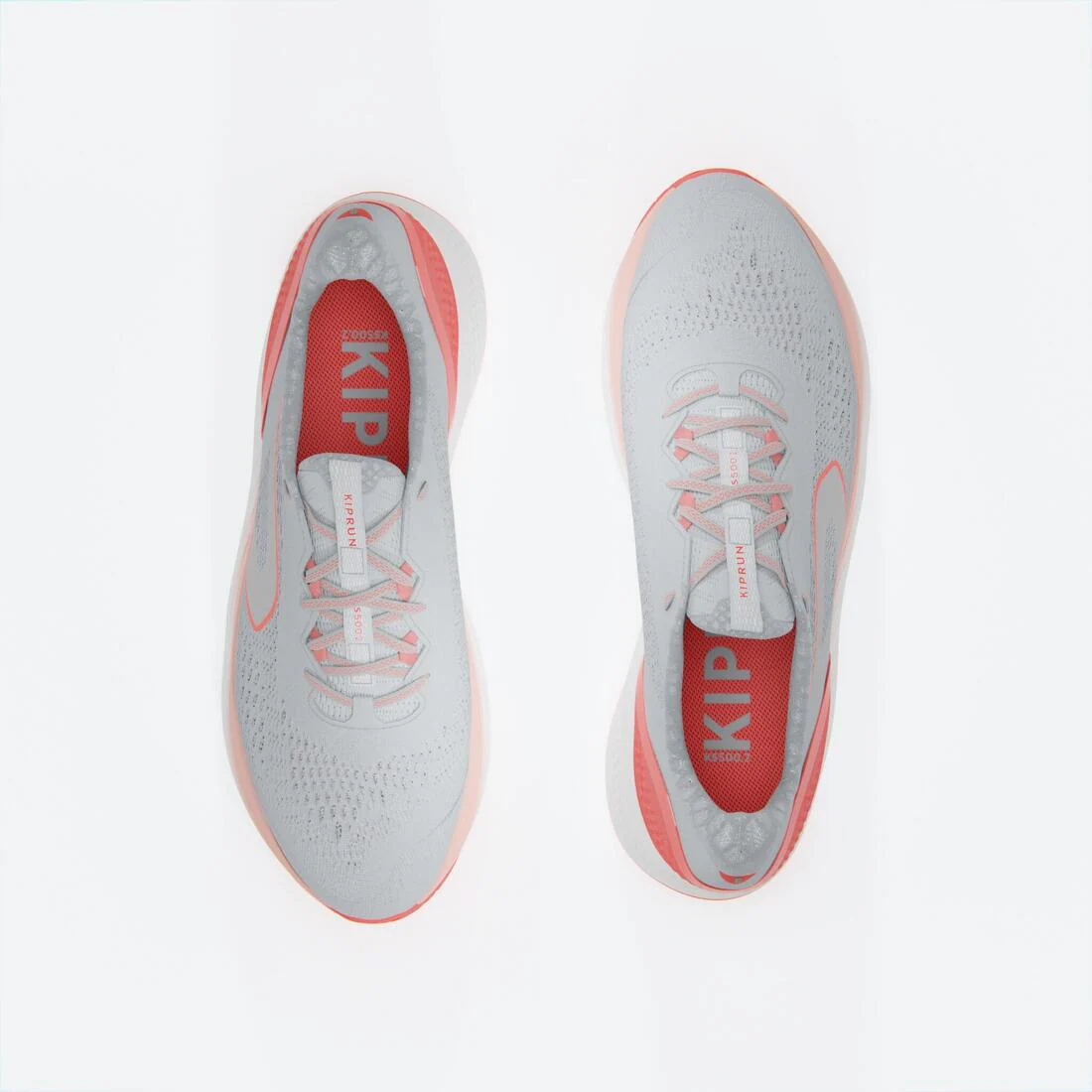 WOMEN'S KIPRUN KS 500 2 RUNNING SHOES - GREY AND CORAL - Image 8