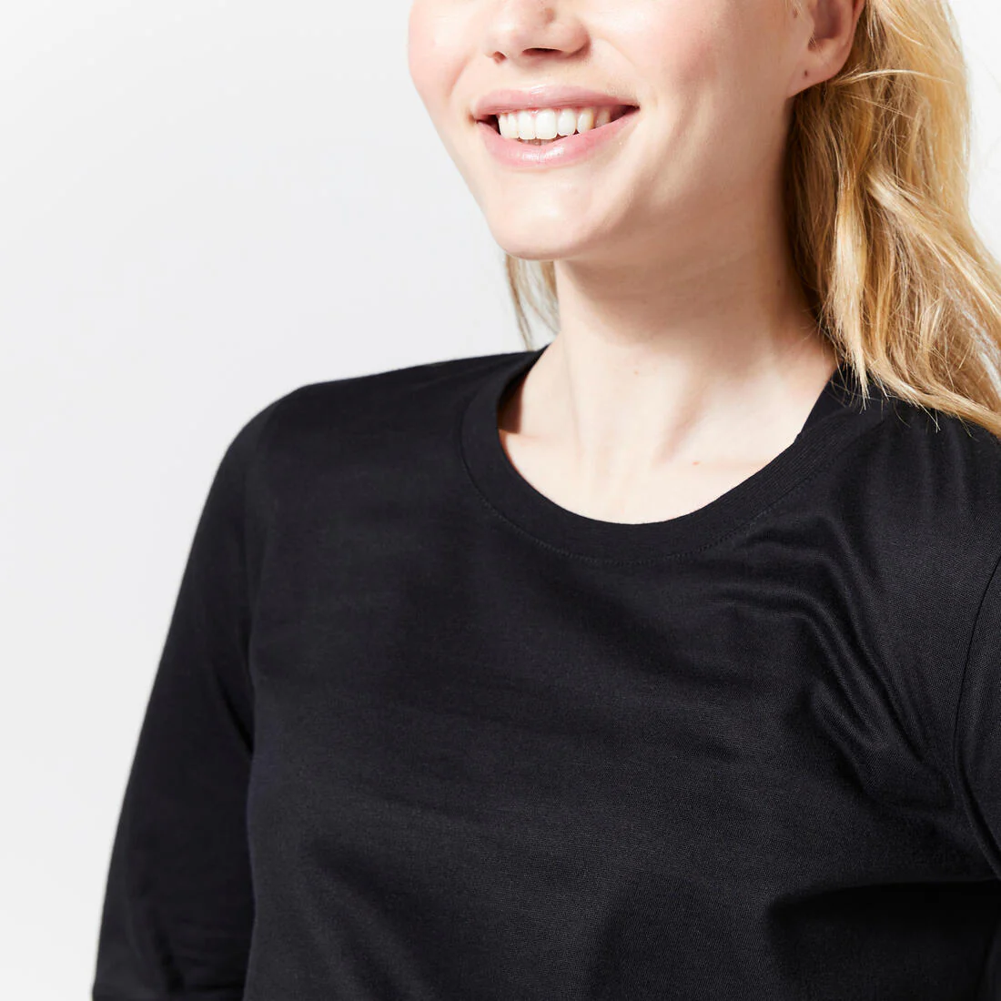 Women's Long-Sleeved Fitness T-Shirt 100 - Black - Image 3