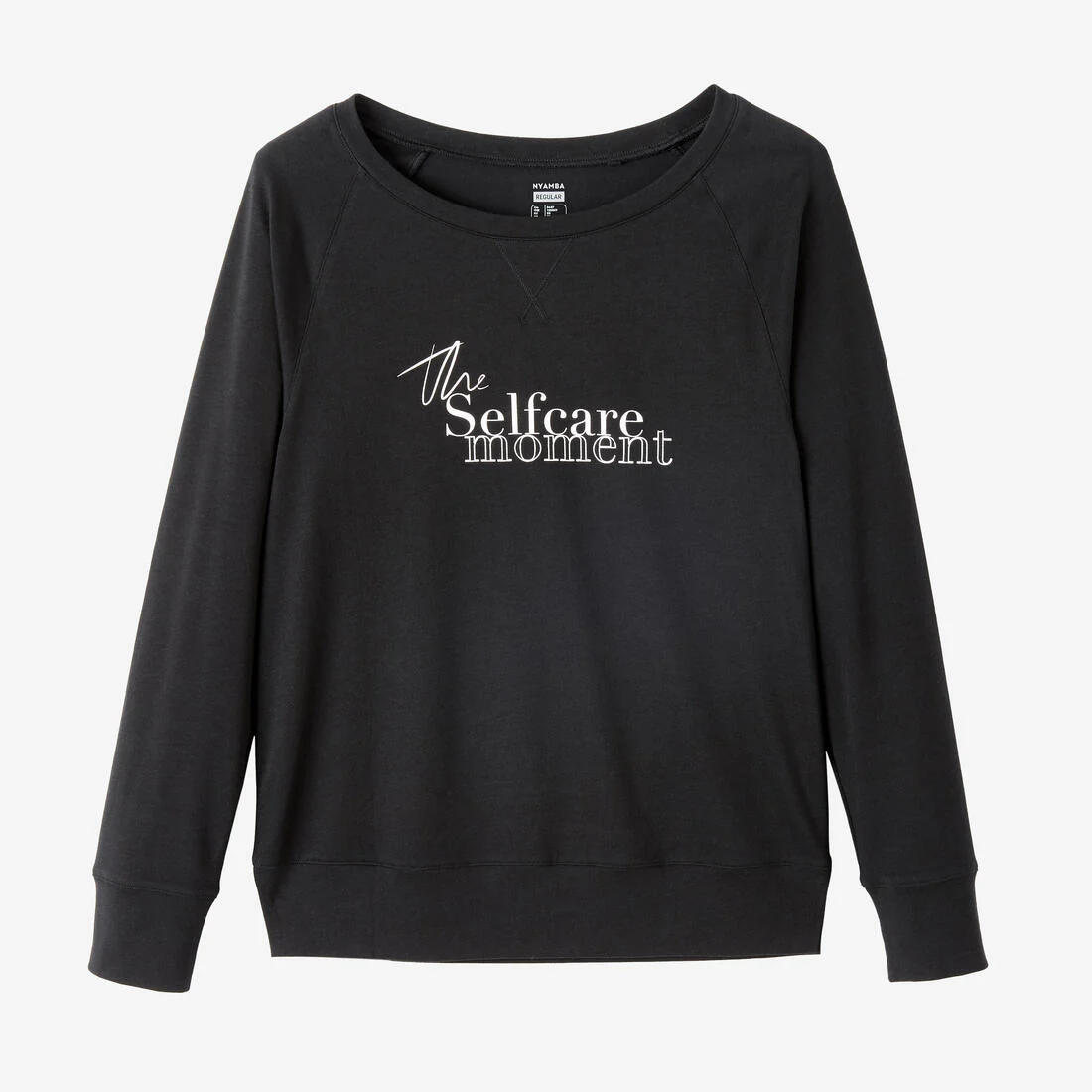 Women's Long-Sleeved Straight-Cut Crew Neck Synthetic Fitness T-Shirt 500 - Black - Image 6