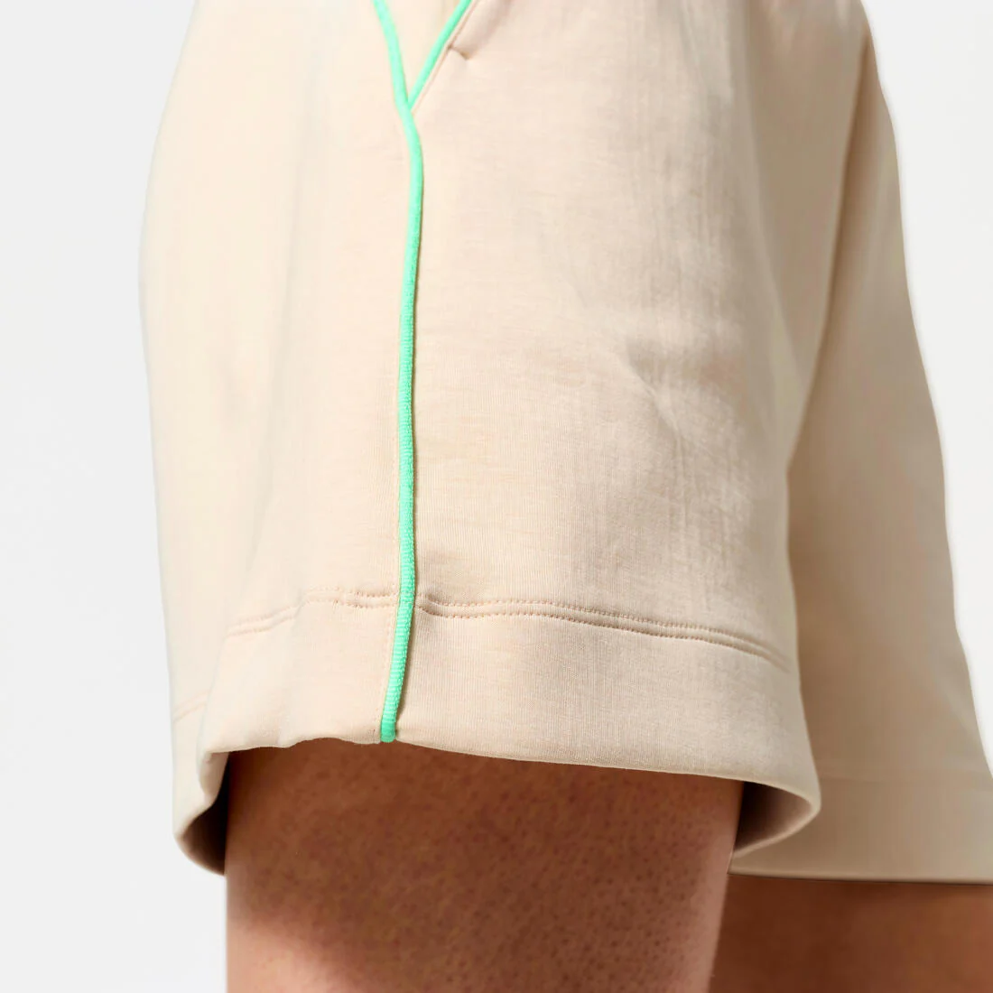 Women's Loose Fit Fitness Shorts - Beige and White - Image 7