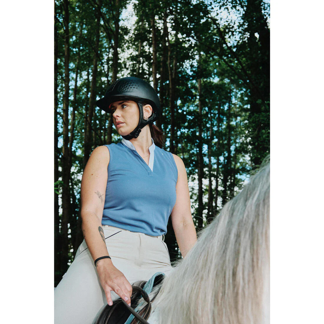 Women's Summer Horse Riding Mesh Tank Top/Sleeveless Polo Shirt 500 - Image 12