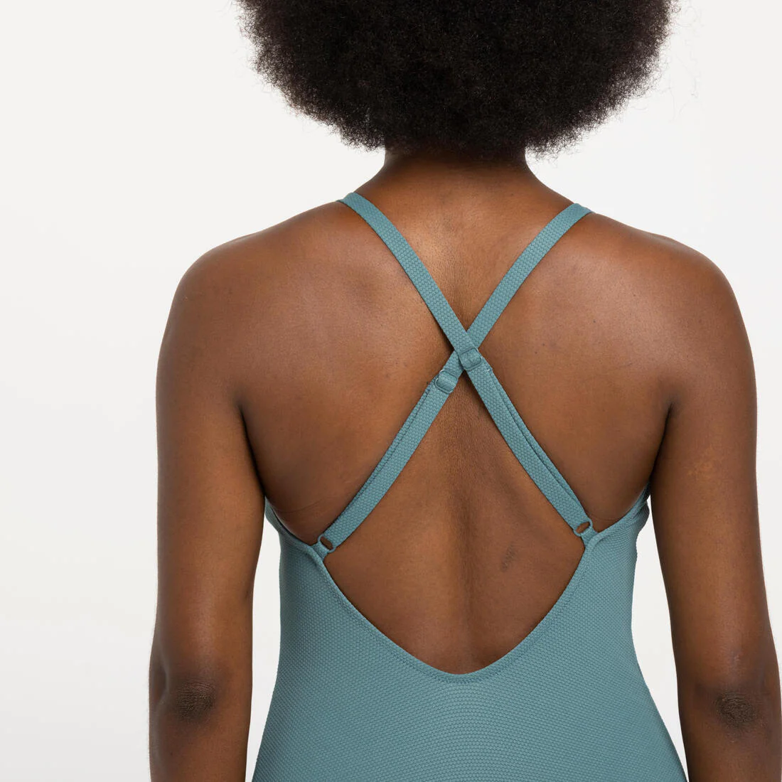 Women’s textured high neckline 1-piece swimsuit Lila high khaki - Image 7