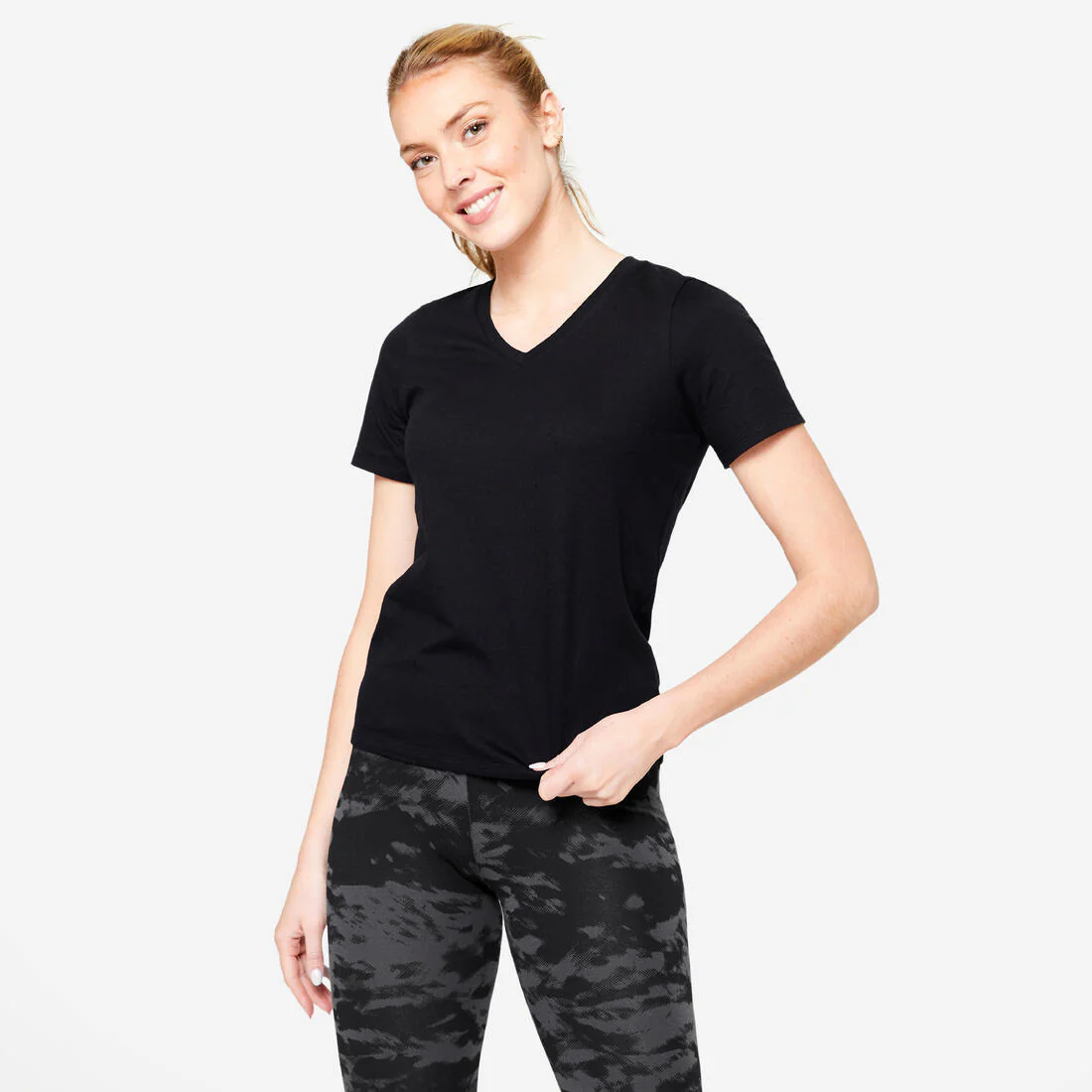 Women's V-Neck Cotton Fitness T-Shirt - Image 2