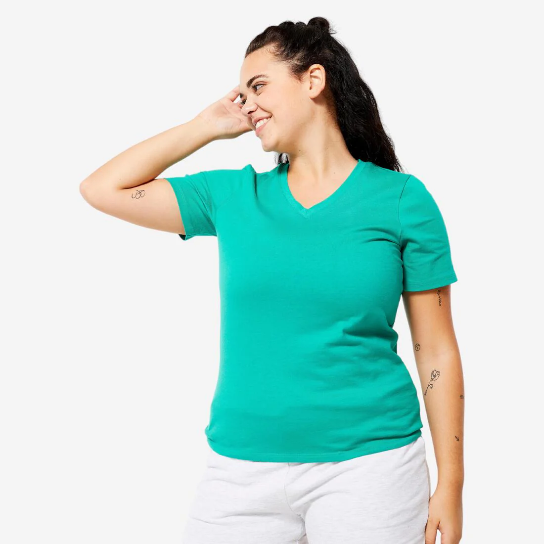 Women's V-Neck Cotton Fitness T-Shirt - Image 3