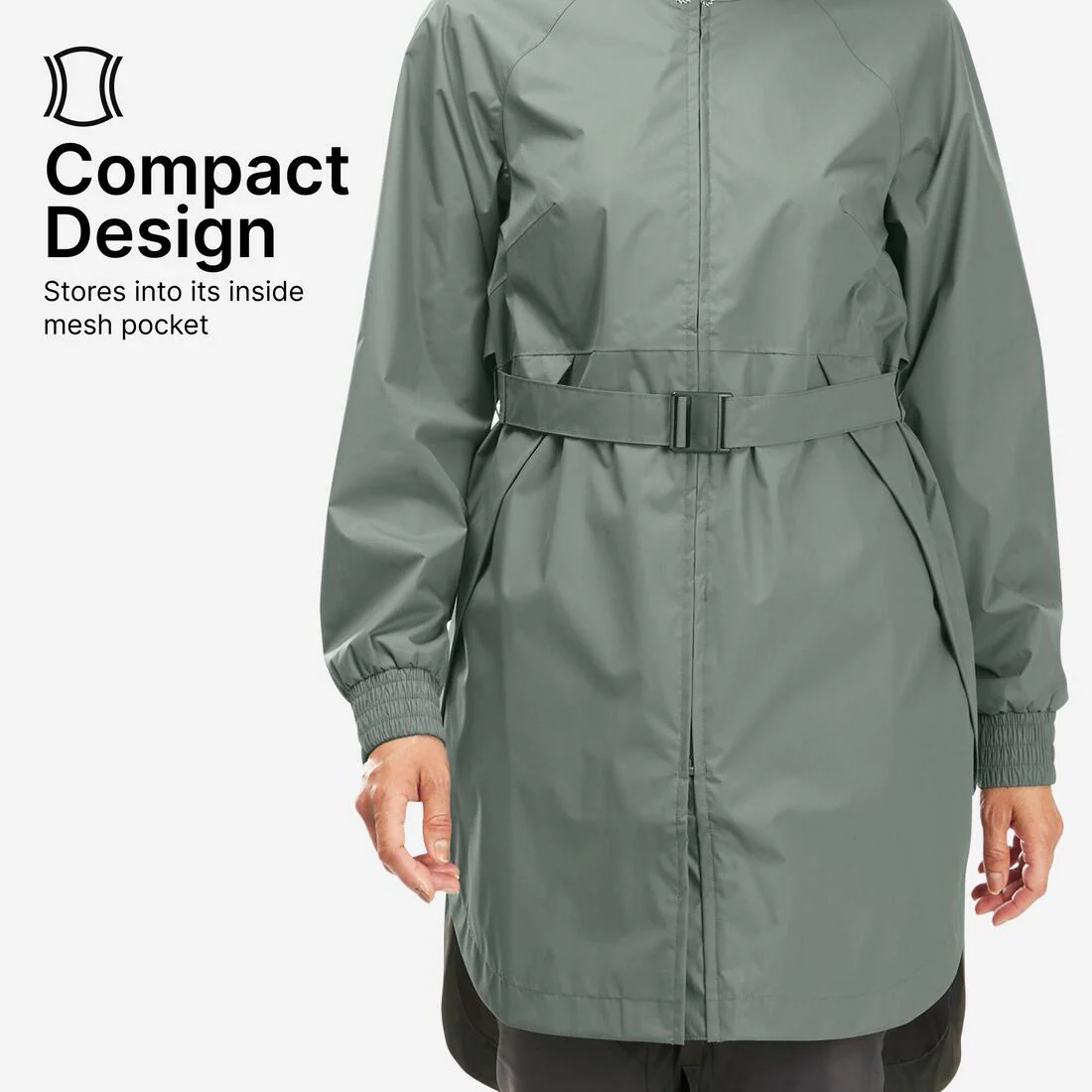 Women’s waterproof hiking jacket, Raincut Long - Image 9