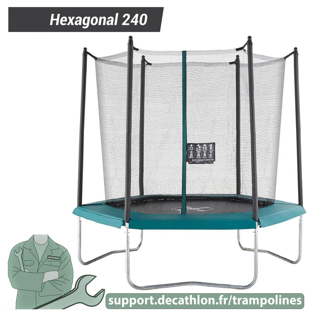 Zipped Safety Net Spare Part for Hexagonal 240 Trampoline - Image 2
