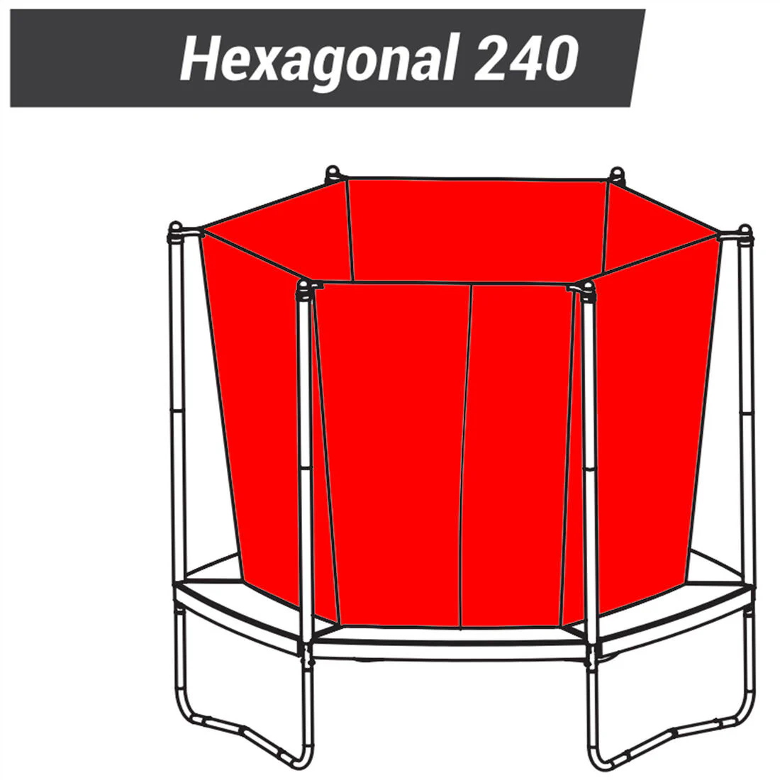 Zipped Safety Net Spare Part for Hexagonal 240 Trampoline - Image 3